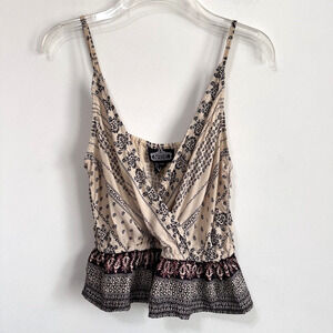 Angie Cami Tank S Peplum Hem Surplice Spaghetti Strap Concert Festival Boho NEW